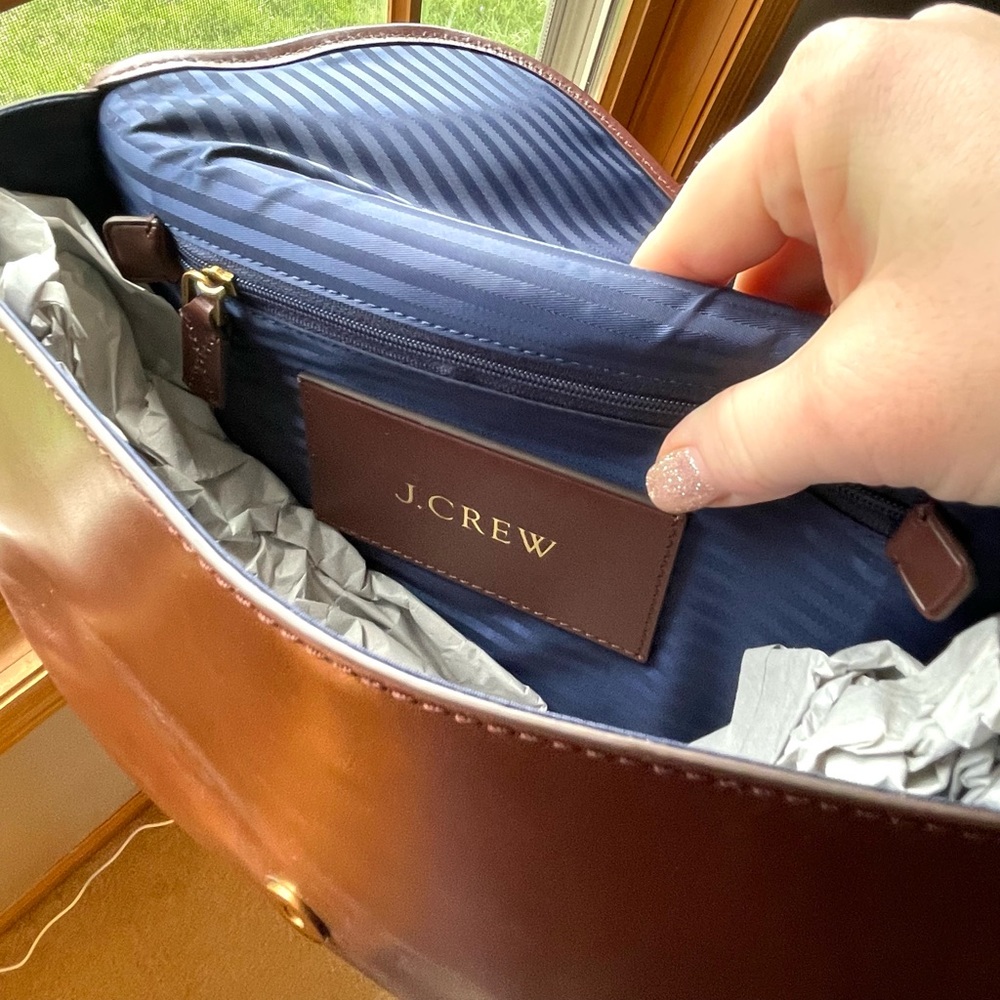 J. Crew Classic Brown Leather Saddle Bag NWOT - Picture 7 of 7